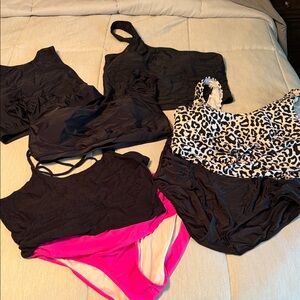 Women’s Black and Pink Mixed Swimwear Set